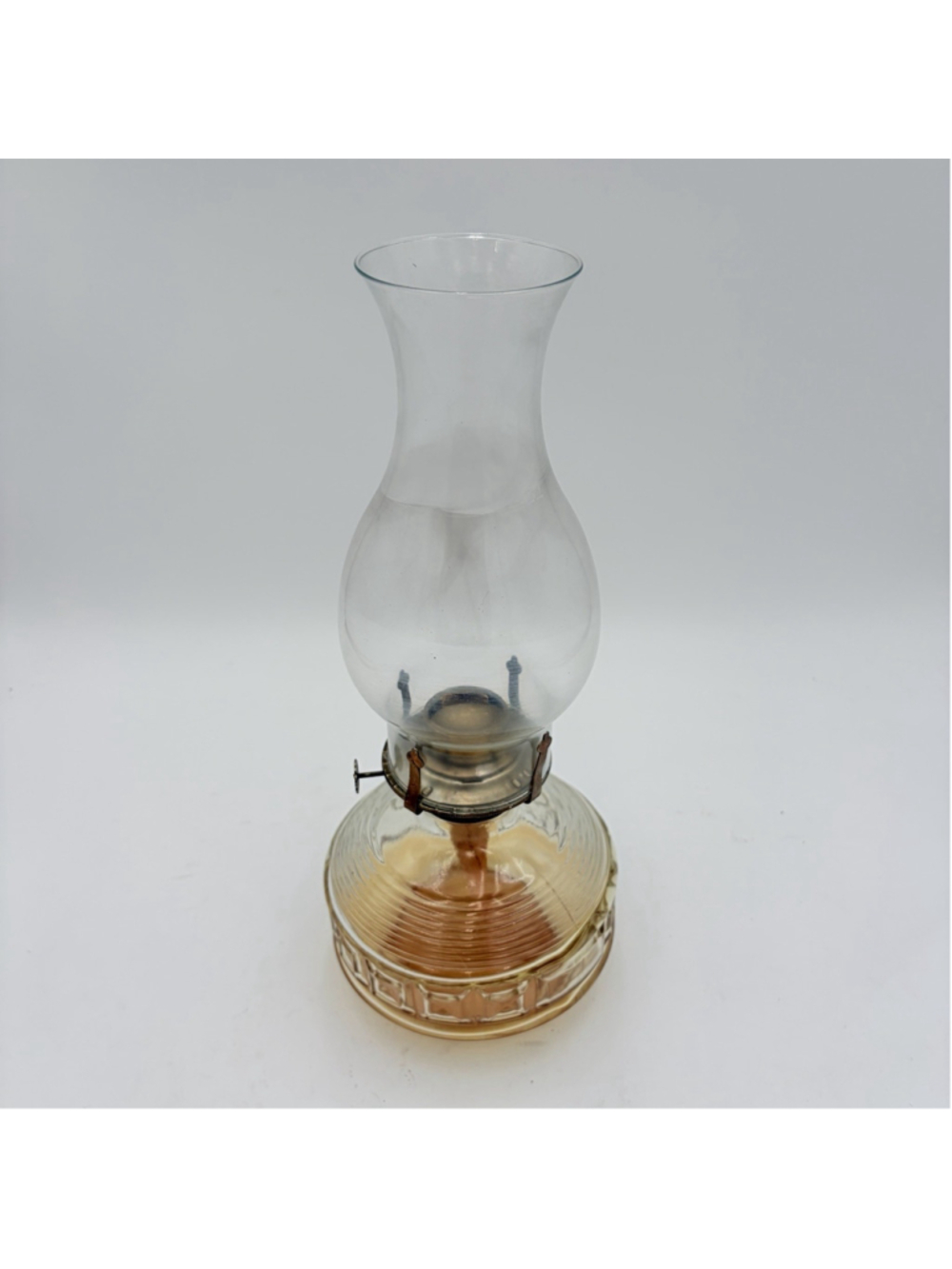 Risdon Danbury CT Eagle Burner Clear Glass Kerosene Oil Lamp w Chimney